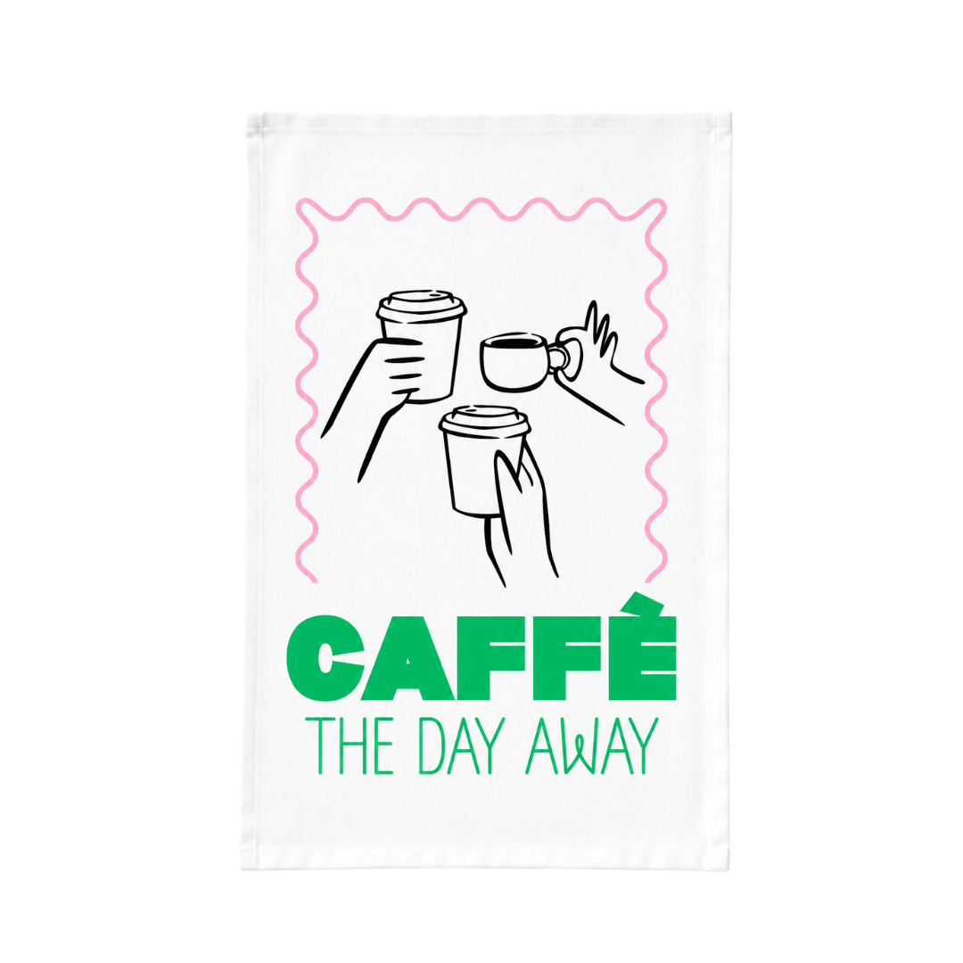 Caffe All Day Italian coffee tea towel